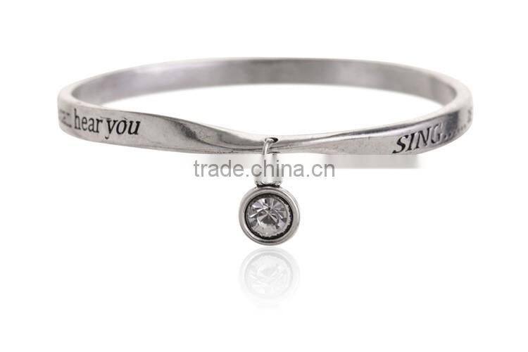 Diy small charm bangle custom name logo bangle women twist daily wear bangles