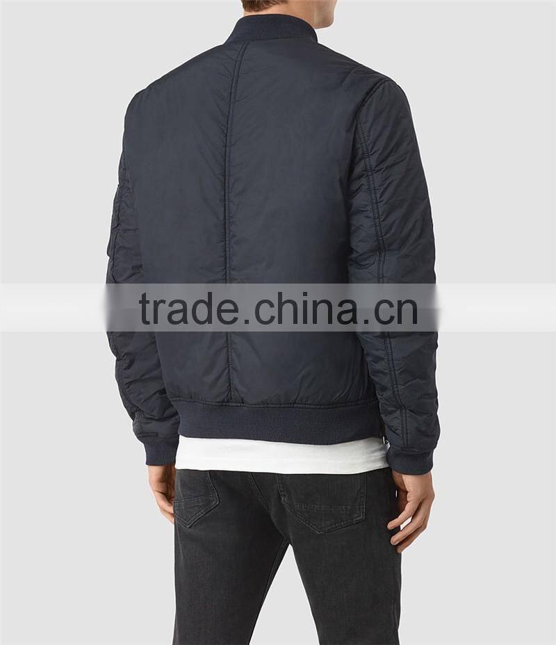 MGOO High Quality Covered Zip Up Bomber Jackets For Men Silver Zippers Long Sleeves Padded Winter Jackets