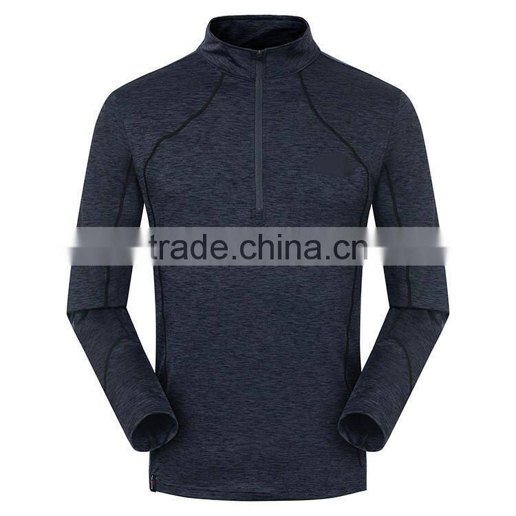 Wholesale Polyester Dri-Fit Breathable Half-Zip Men Running Shirts with Long Sleeves