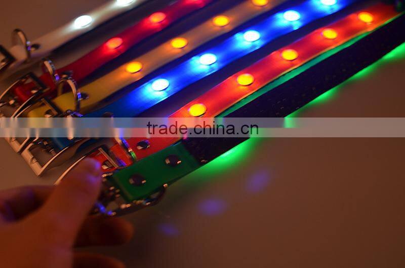 2015 new design LED flashing dog collar 6 PCS diamond amazing beautiful pet collar