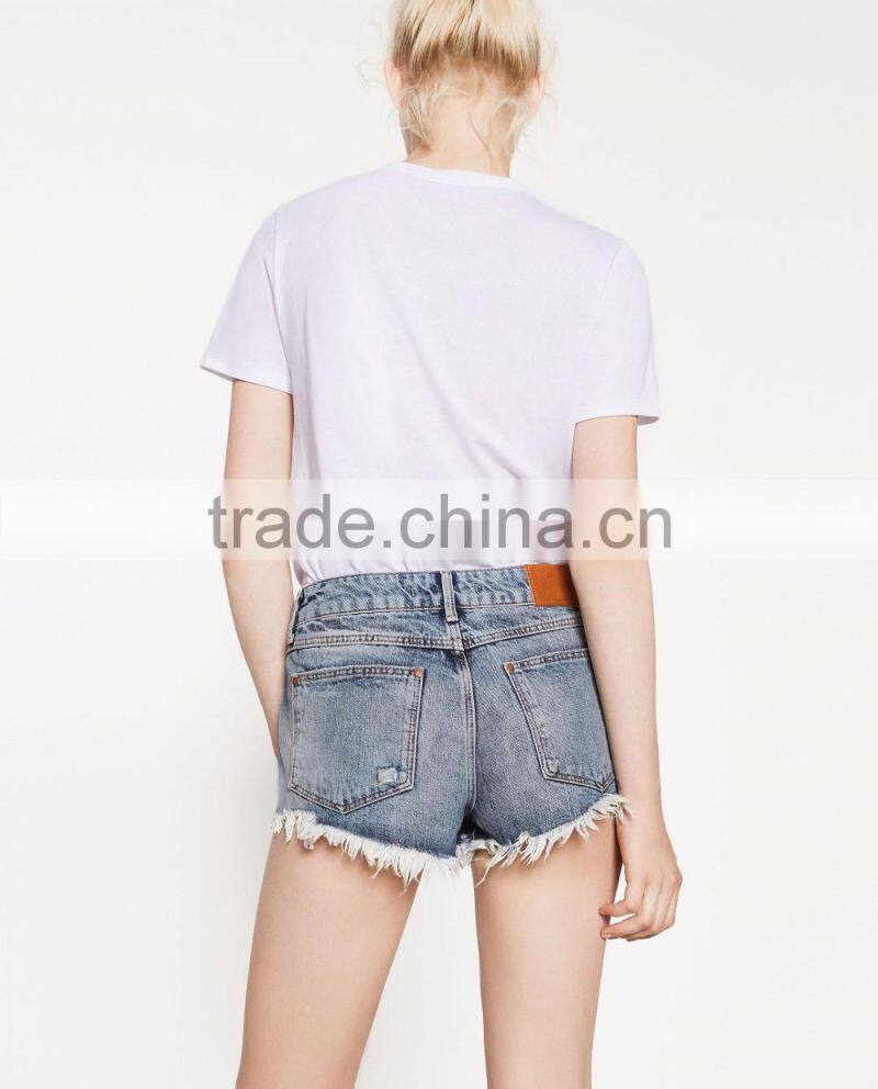 2016 custom fashion rivet ripped apparel young girl summer sexy women jeans shorts short pants half pants cotton girls