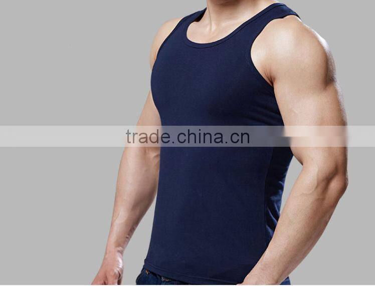 trade assurance custom 100% cotton close-fitting gym plain mens tank top