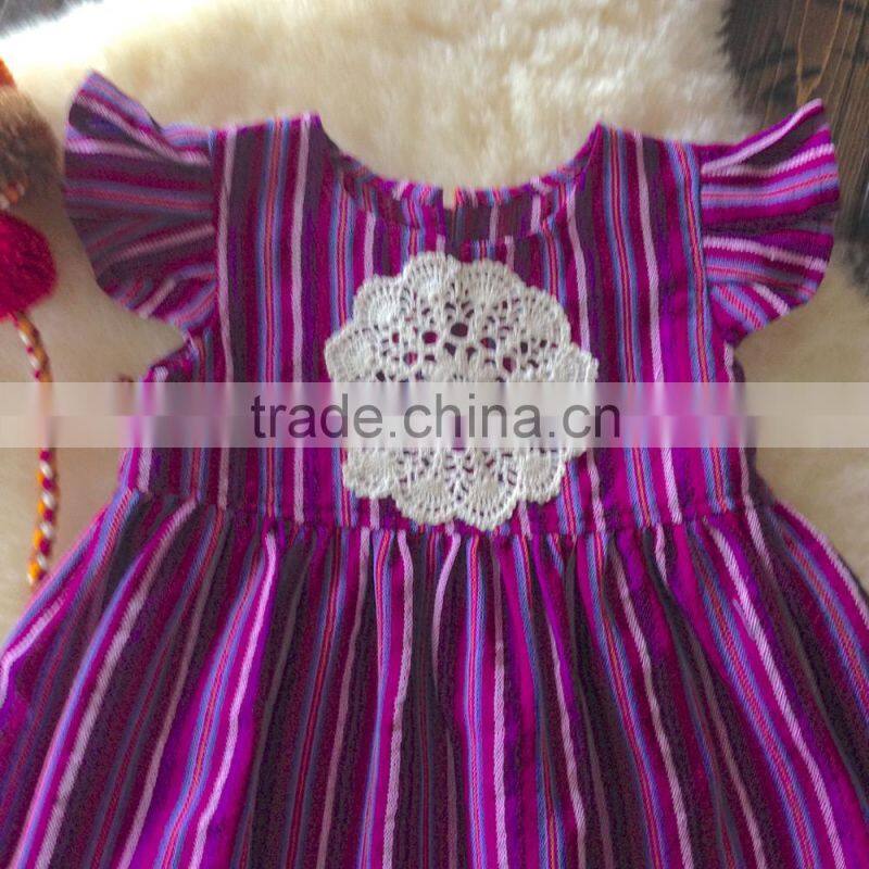 Girls Boho Flutter Sleeve Lace Cotton Dress