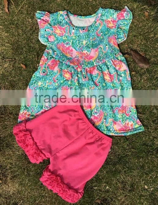 Children's Remake Outfit Pink stars Clothing Kids Ruffle summer Clothes Sets Boutique Clothing