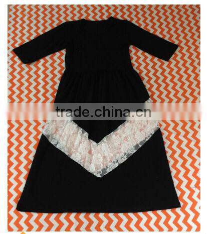 Wholesale Fashion Baby Girls Summer 100% Cotton Maxi Mommy And Me Girls Dresses Ruffled V Maxi Lace sleeveless Pettidresses