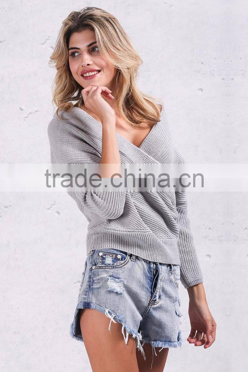 V neck sweater women spring Autumn loose long batwing sleeve sweater tops Fashion pullovers thin sweaters jumper 2017
