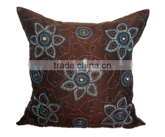 Dark Brown Kantha Pillow Cover, Kantha Pillow Cover, Brown Kantha Cushion Cover, Kantha Accent Pillow,
