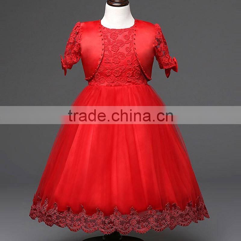 2016 Summer style kids dress flower lace princess party costume girl floral dress