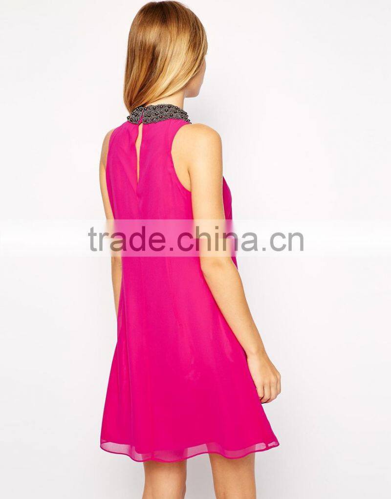 Coast Lilo Swing Dress with Embellished Neckline