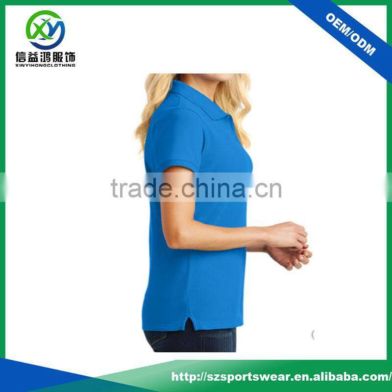 Classic design cotton spandex blend 4 button ladies polo shirt