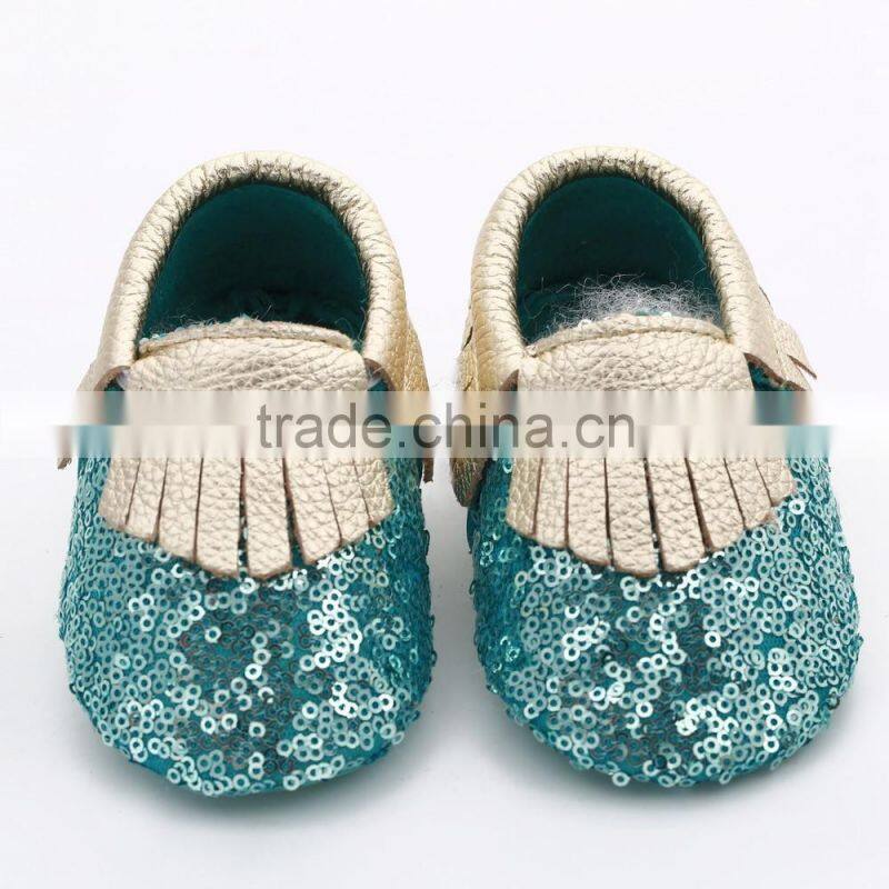 Multicolor sequin fringed leather baby moccasins, sequin baby moccasin