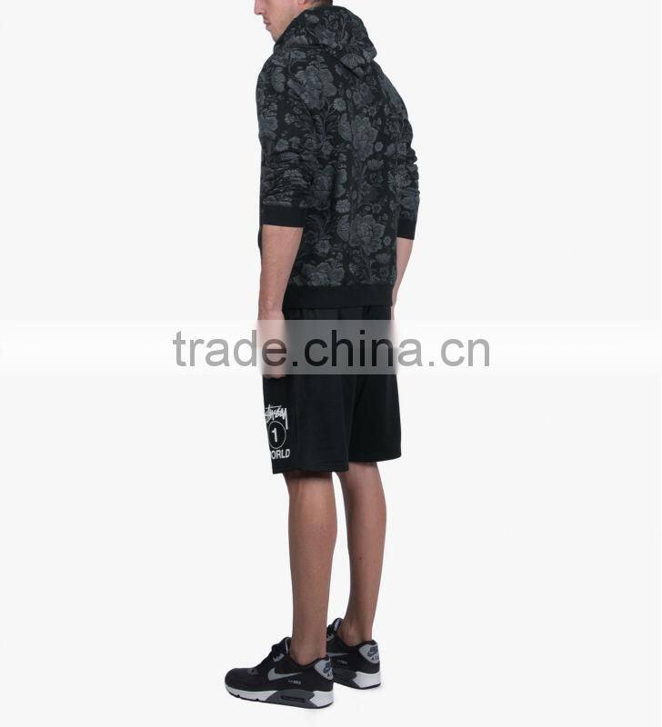 cotton oem allover full print rib cuff and hem loose and leisure hoodie supplier
