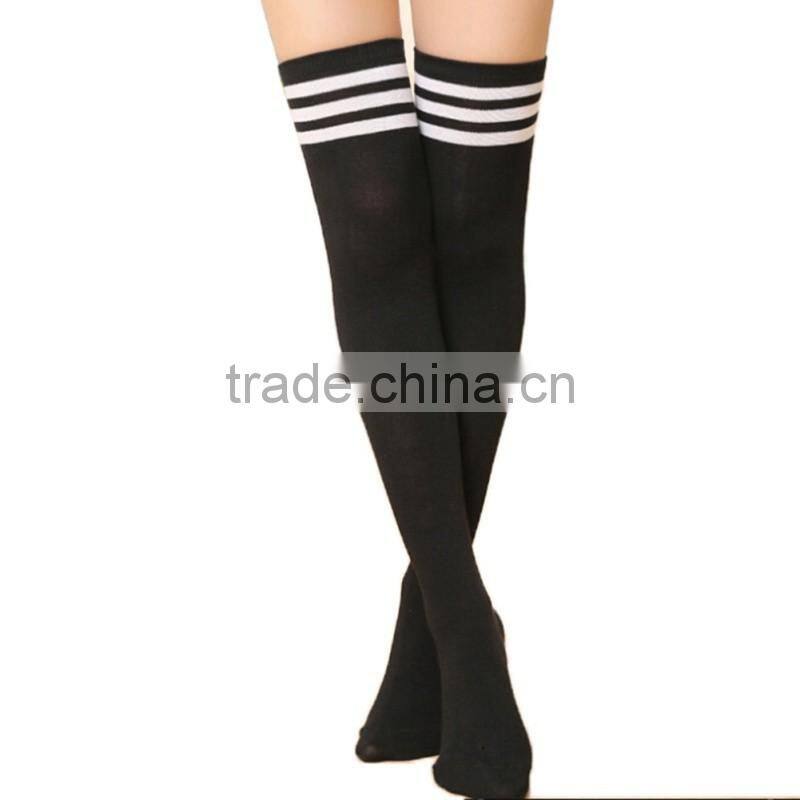 Hot Thigh High Sexy Cotton Socks Women's Striped Over Knee Girl Lady Sock