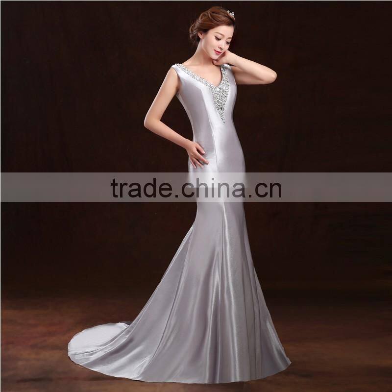 Evening dress sexy bra shoulder 2016 new fashion fish feast slim gown dress for lady