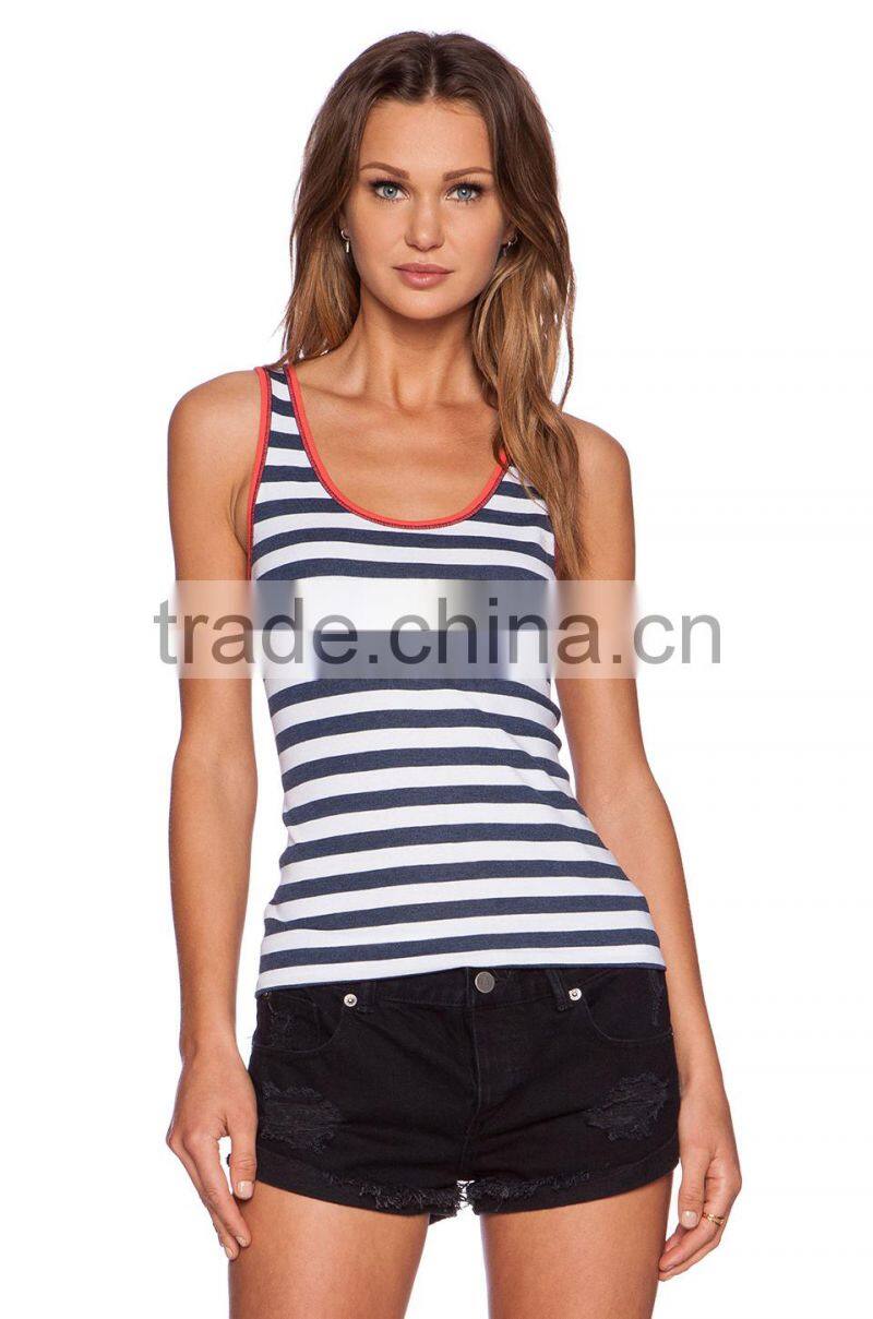 contrast trim polyester cotton tank top