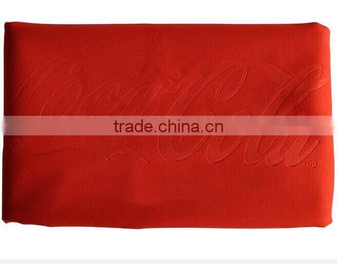 red bath towel embossed towel custom logo