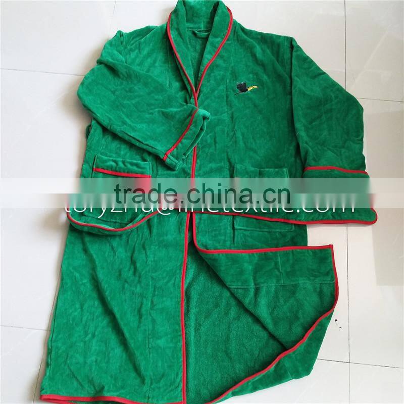 Custom Cotton Fabric Front Side Velour Backside Terry Bath Robe