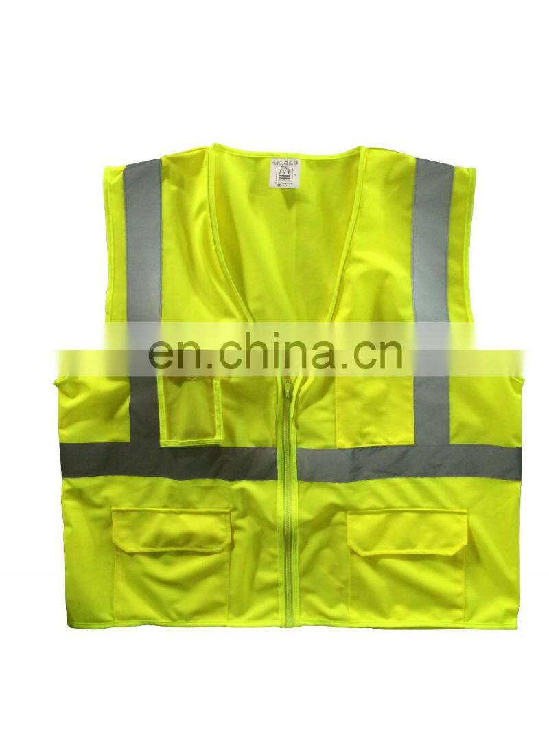 Yellow hi vis reflective safety vest for work safe