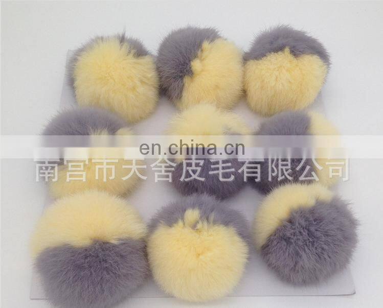 genuine fur trimming for beanie and garment two tone mixed color rabbit fur ball from china