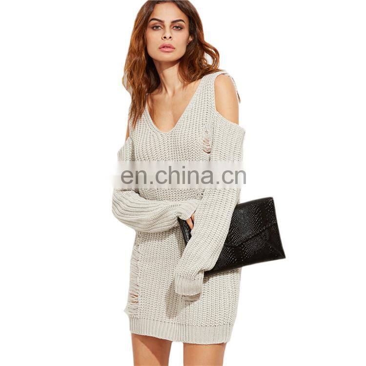 New style deep V-neck women sweater cold sleeves sweater for ladies KMY1058