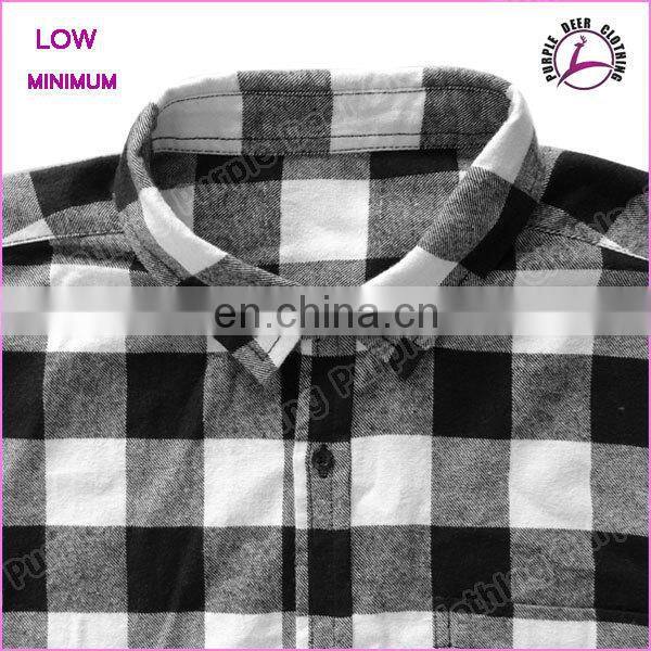 Mens black white check pattern cotton shirt long sleeve thick flannel shirt
