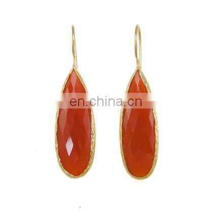 Crystal Quartz Bezel Set Gemstone Earring/Double stone earrings/2015 women fashion earrings