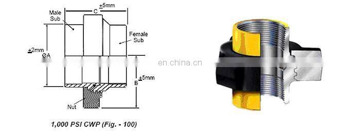 stainless steel pipe connector fig602 hammer union with competitive price