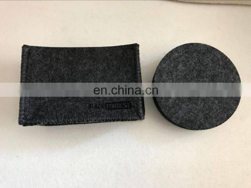 Custom felt cup coaster set with holder