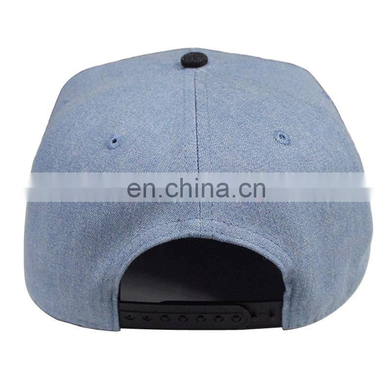 Wholesale 5 panel leather patch logo denim snapback cap