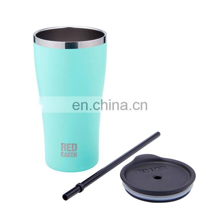 Stainless steel 530 ml Vacuum insulated water mug Straw cup Double walled customized logo thermal leak proof coffee cup w/lid