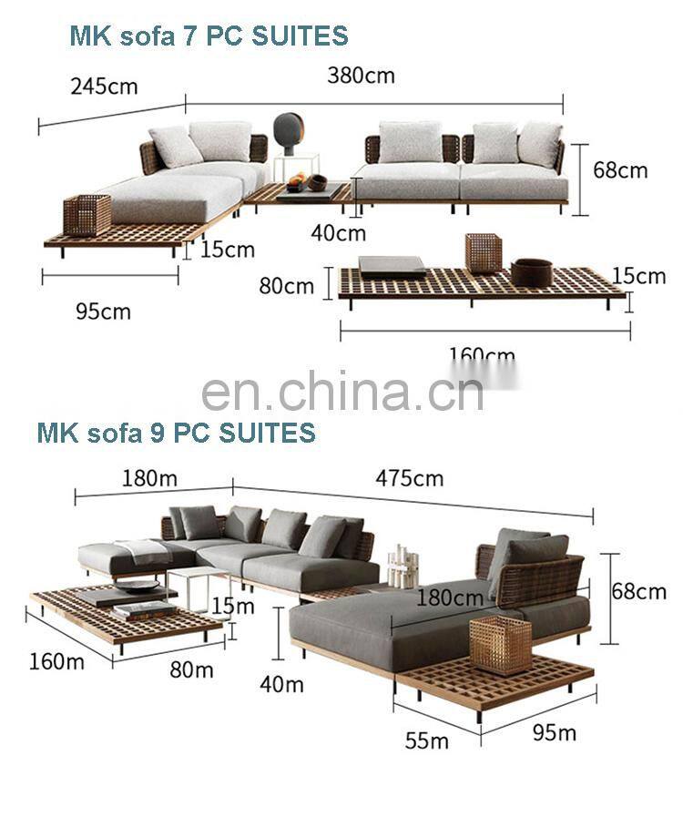 Hand-made Patio Outdoor Rattan Furniture Rope Weaving Sofa Set for Garden Furniture Outdoor