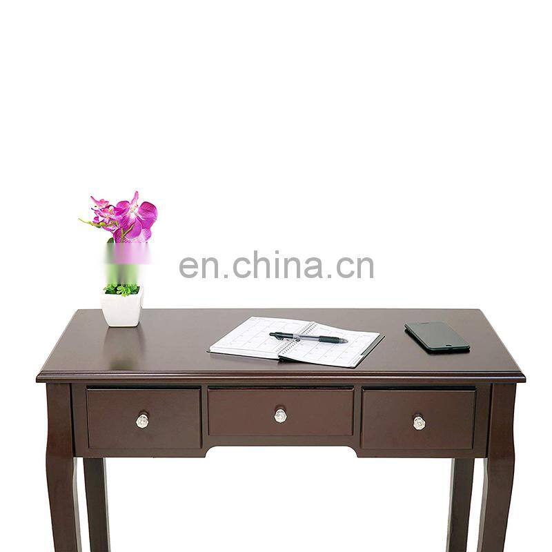 Brown Dressing Table with Stool and LED Lights with 5 Drawers and Mirror Dresser Furniture Dresser Makeup Table