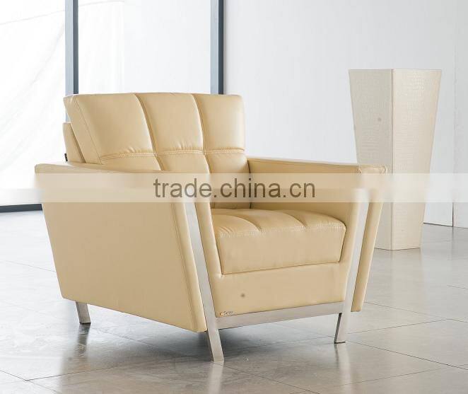 Soft back with sqare stitching leather sofa price good 3seater item 8060