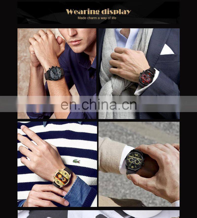 MINI FOCUS MF0068G Luxury Brand Men Watches Leather Strap Quartz Wrist Watch Men Waterproof Sport Clock Mens Wristwatch