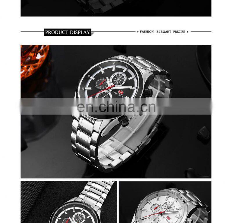 MINI FOCUS MF0081G Luxury Brand Men Watches Stainless Steel Waterproof Quartz Fashion Sport Wristwatches