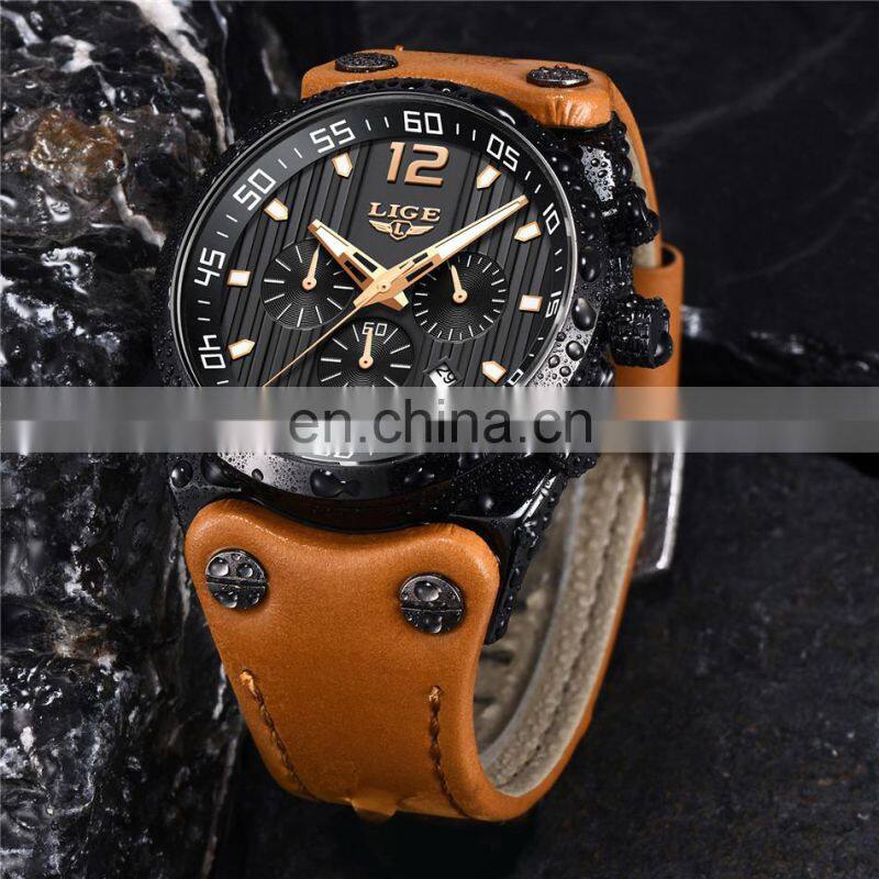 LIGE 9890 New Fashion Sport Mens Watches Luxury Brand Chronograph Men Watch Waterproof Multifunction Quartz Male Wristwatch
