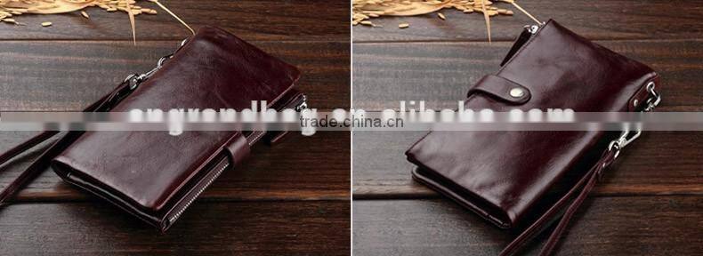 Top oil wax cowhide leather car key case key holder for men Multi-functional wallet with wristlet