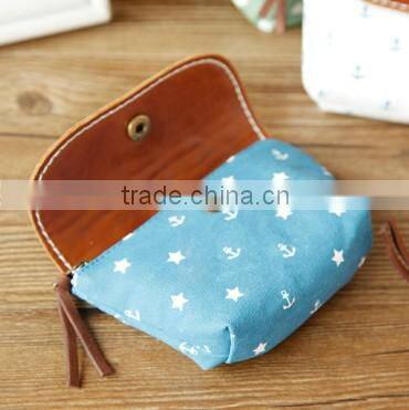 Navy fashion fresh simple durable change purse with snap-fastener