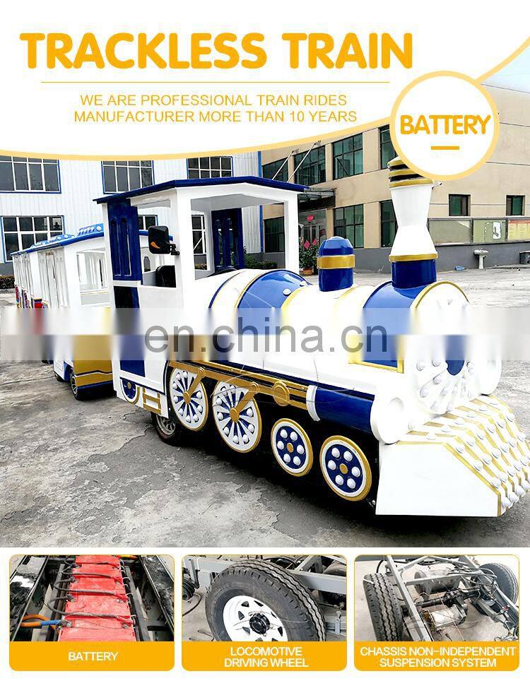Children Battery Trackless Train Rides High Quality Attraction Park Equipment Trackless Train For Sale