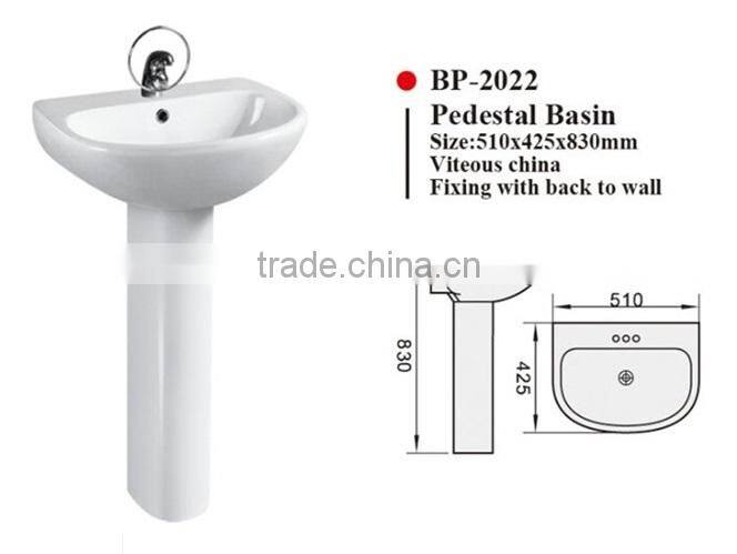 BP-2022 SP-1 Modern Bathroom Design, Quality Wall Hung Pedestal Basin, Bathroom Ceramic Hand Wash Sink Bash Bowl