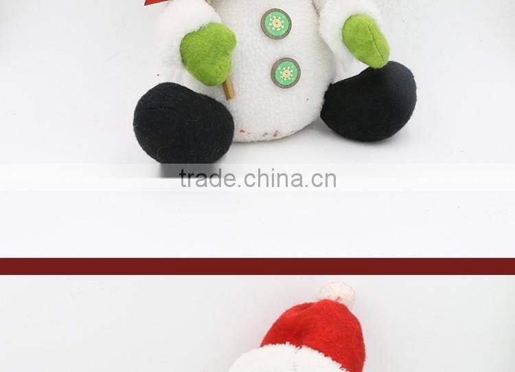 Sitting Snowman Stuffed Plush Toy With Fleece For Christmas Decoration