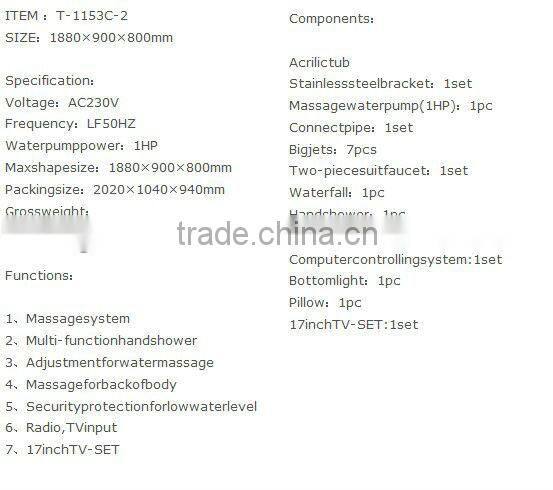 portable bathtub with 17'' TV