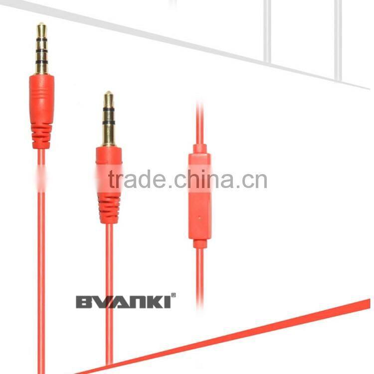 2016 new premium Wholesale China flat wire 3.5mm electrical audio Aux cable with mic bulk buy from china free samples