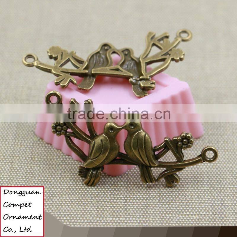 Wholesale diy jewelry zinc alloy branch kissing birds pendant