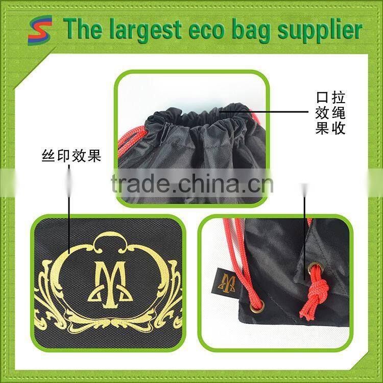 Black drawstring backpack bag