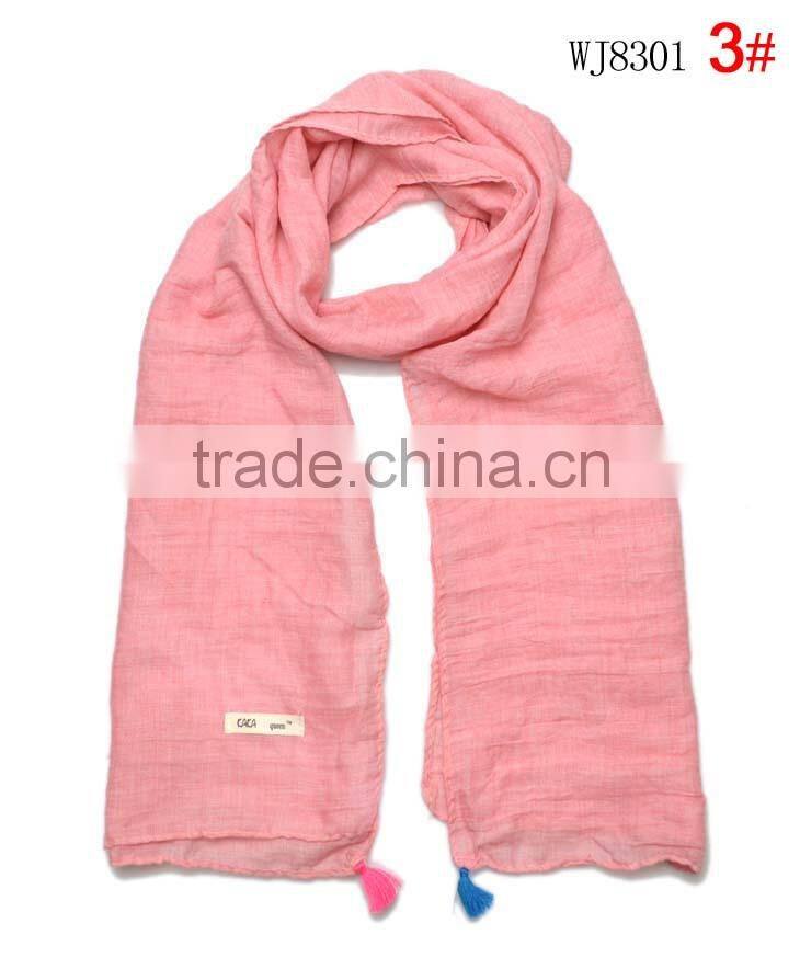 Wholesale Fashion Classic Tassel Style Kids Boys Girls Cotton Solid Plain Scarf