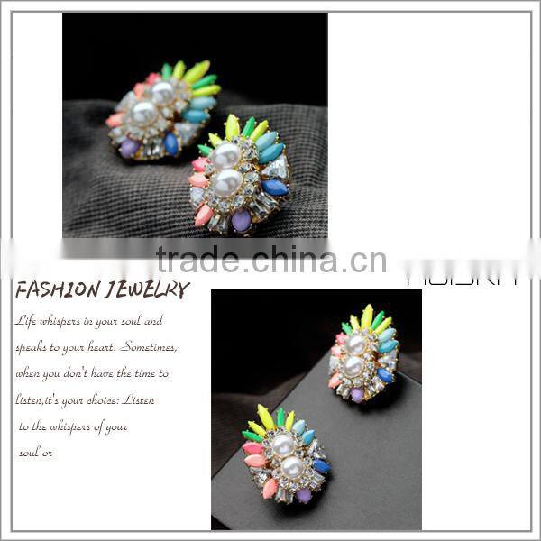 Gold Plating Colored Acrylic Stones Shourouk Earrings