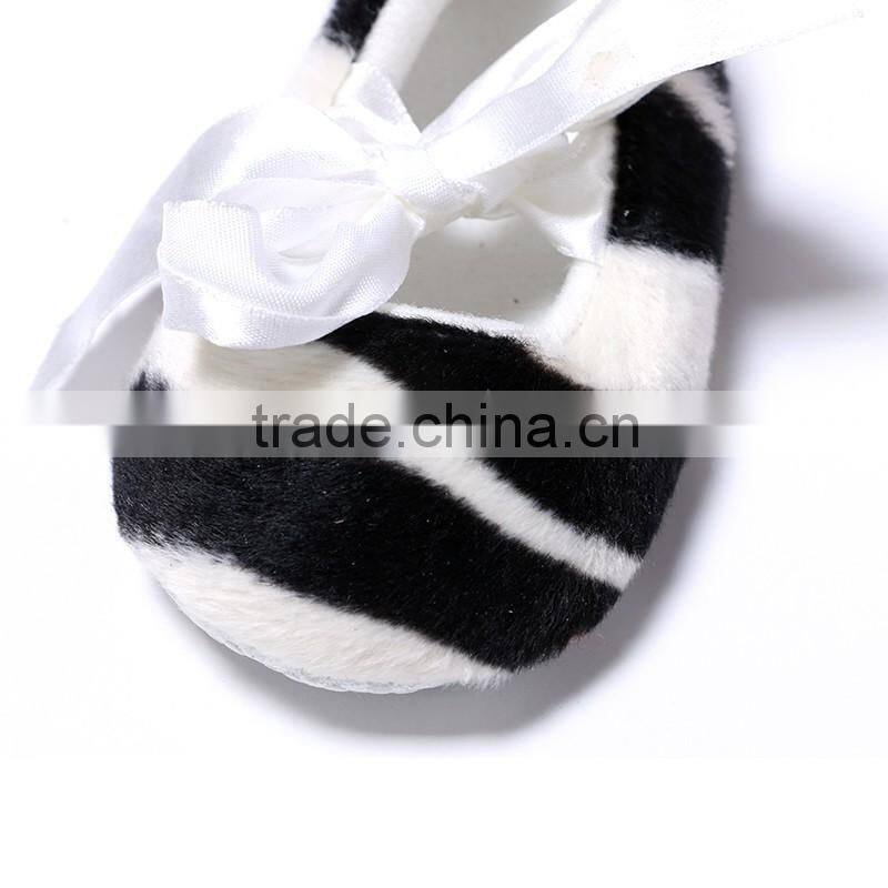Cool stripe crochet infant baby soft sole shoes moccasins leather shoes for toddler
