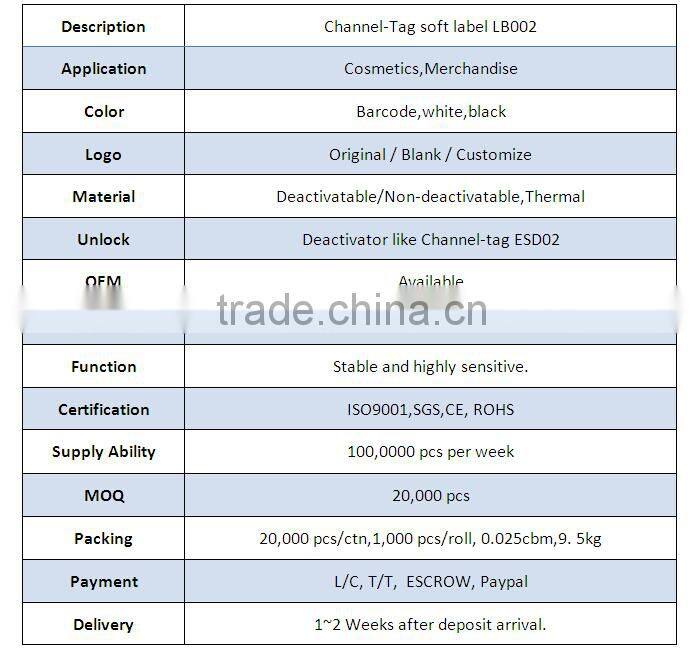 EAS anti theft Retail soft security tag