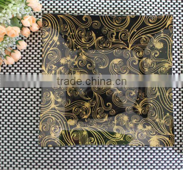 beautiful and fashionable square tempered glass plate